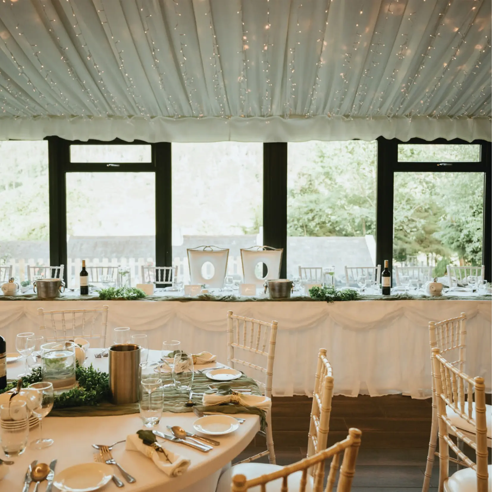 The View glowing beneath fairy lights